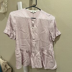 Madewell XXS pink and white striped peplum top